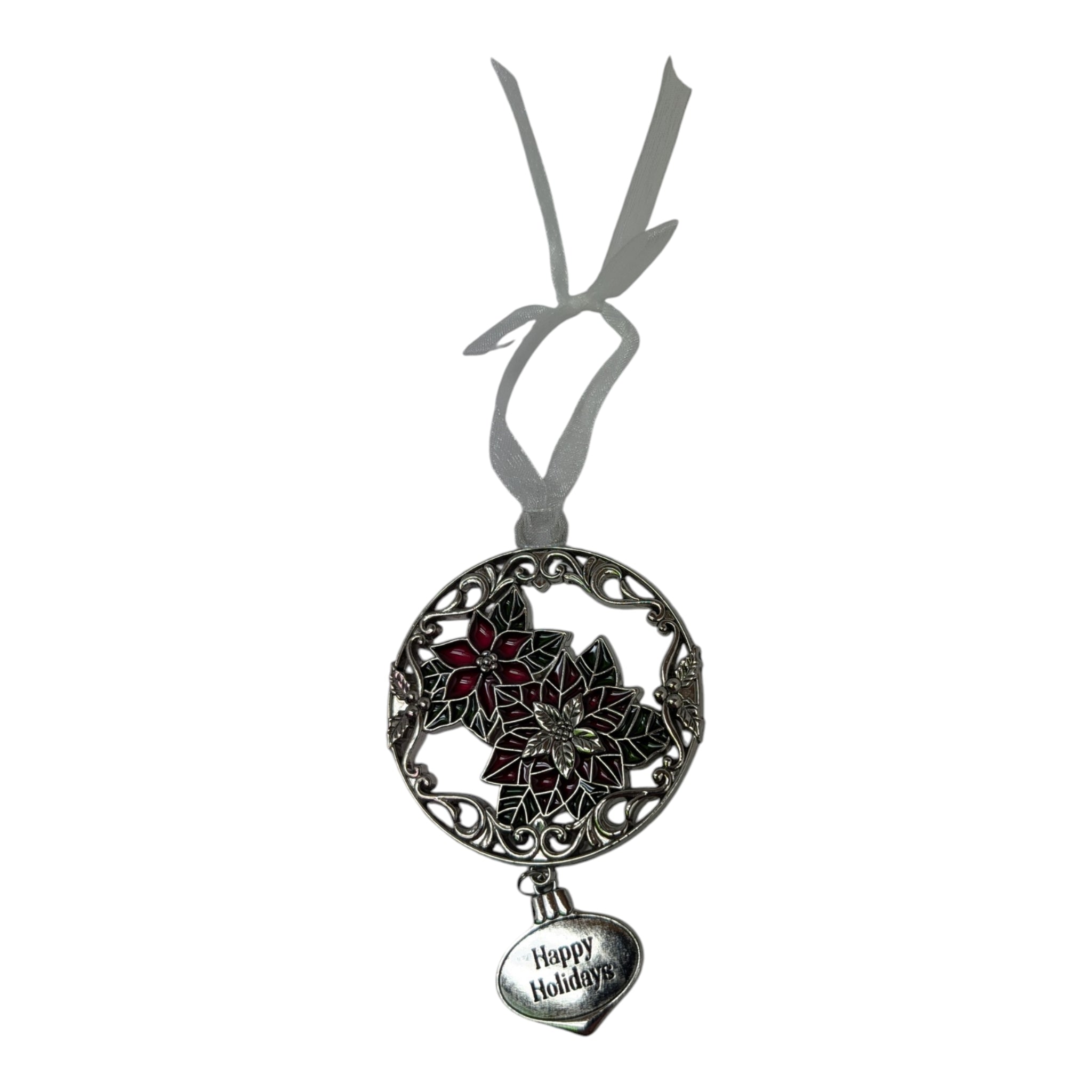 Happy Holidays Poinsettia - Colors of Christmas Ornament