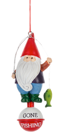 Gnome Fishing Ornament - Gone Fishing