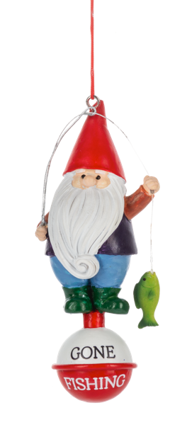 Gnome Fishing Ornament - Gone Fishing