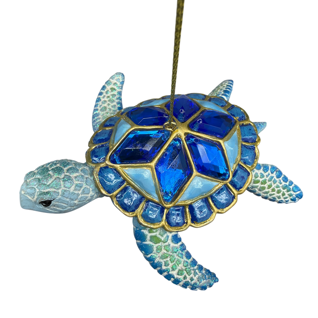 Sea Turtle with Dark Blue Gems Ornament