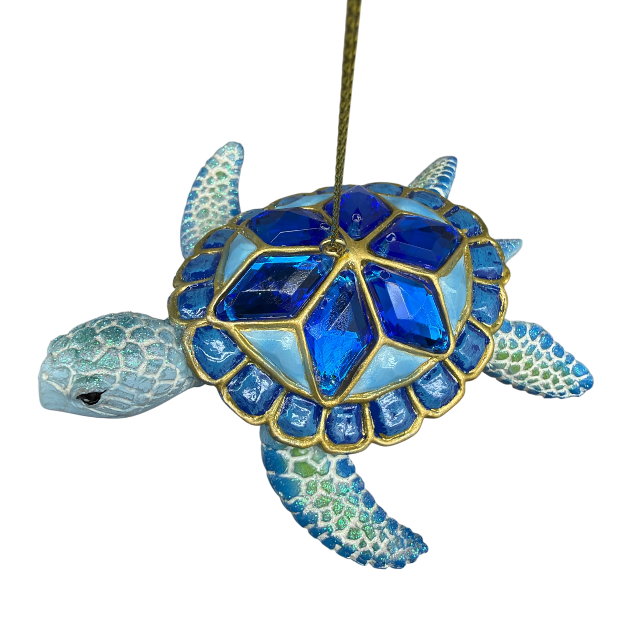 Sea Turtle with Dark Blue Gems Ornament