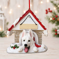 Ceramic Doghouse Ornament - German Shepherd White