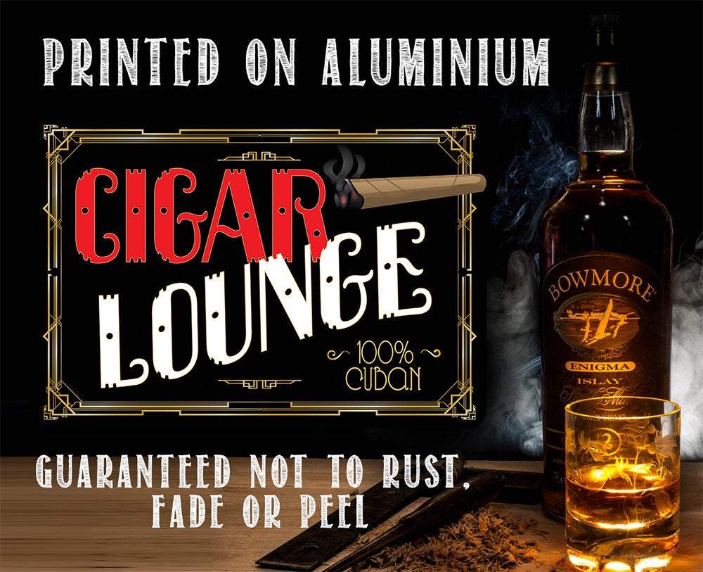 Cigar Lounge Aluminum Metal Wall Sign