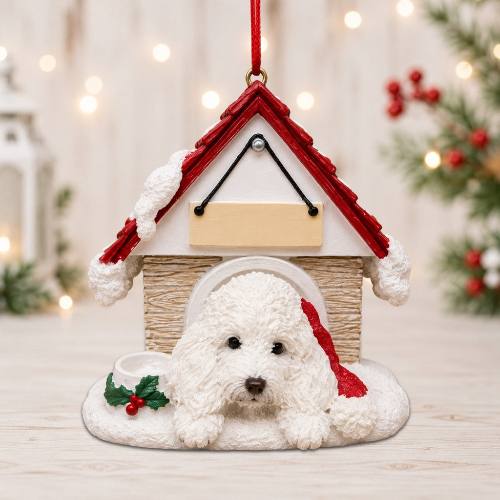 Ceramic Doghouse Ornament - Maltipoo