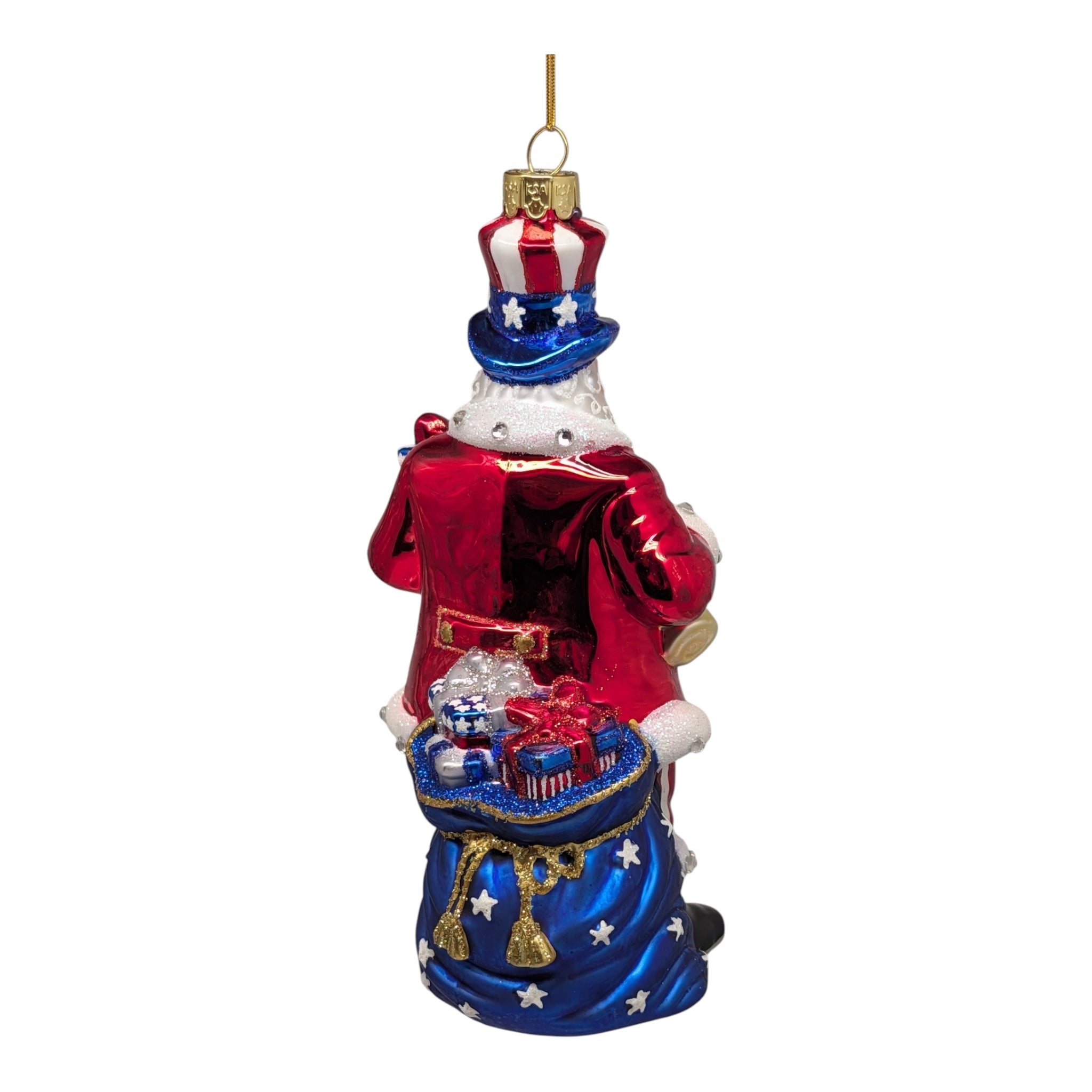 Bellissimo Glass Patriotic Santa Ornament