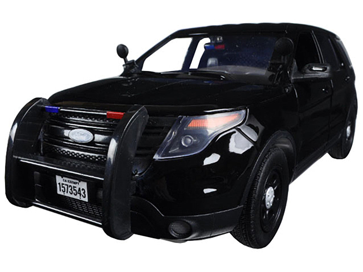 2015 Ford Police Interceptor Utility Special Service Plain Black 1/18 Diecast Model Car by Motormax
