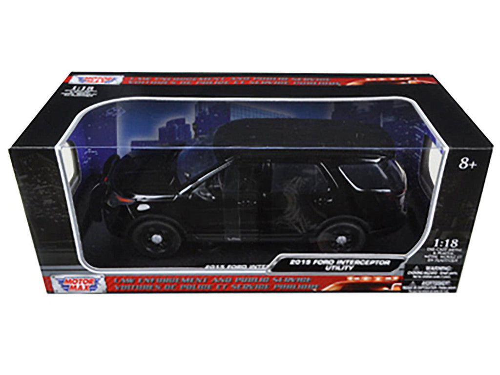 2015 Ford Police Interceptor Utility Special Service Plain Black 1/18 Diecast Model Car by Motormax