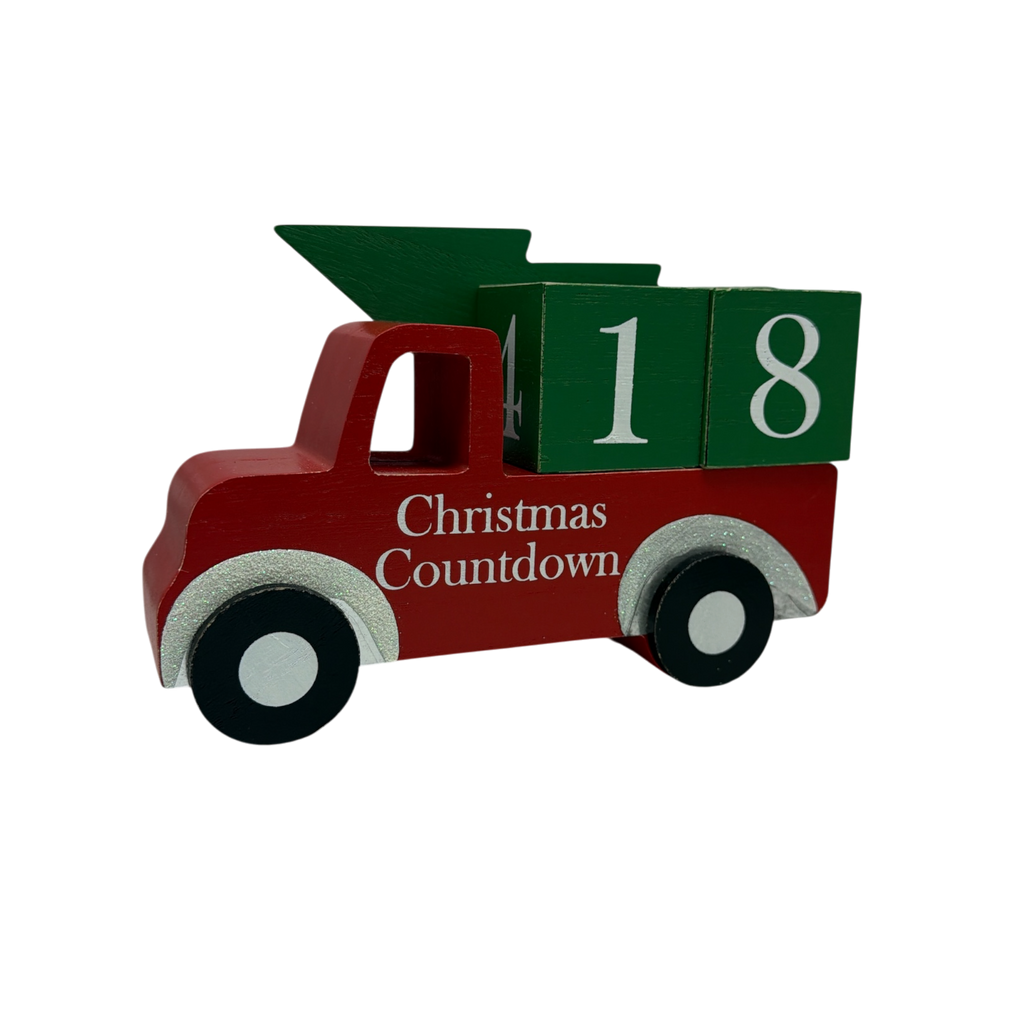 Wood Country Christmas Red Truck Christmas Countdown Calendar