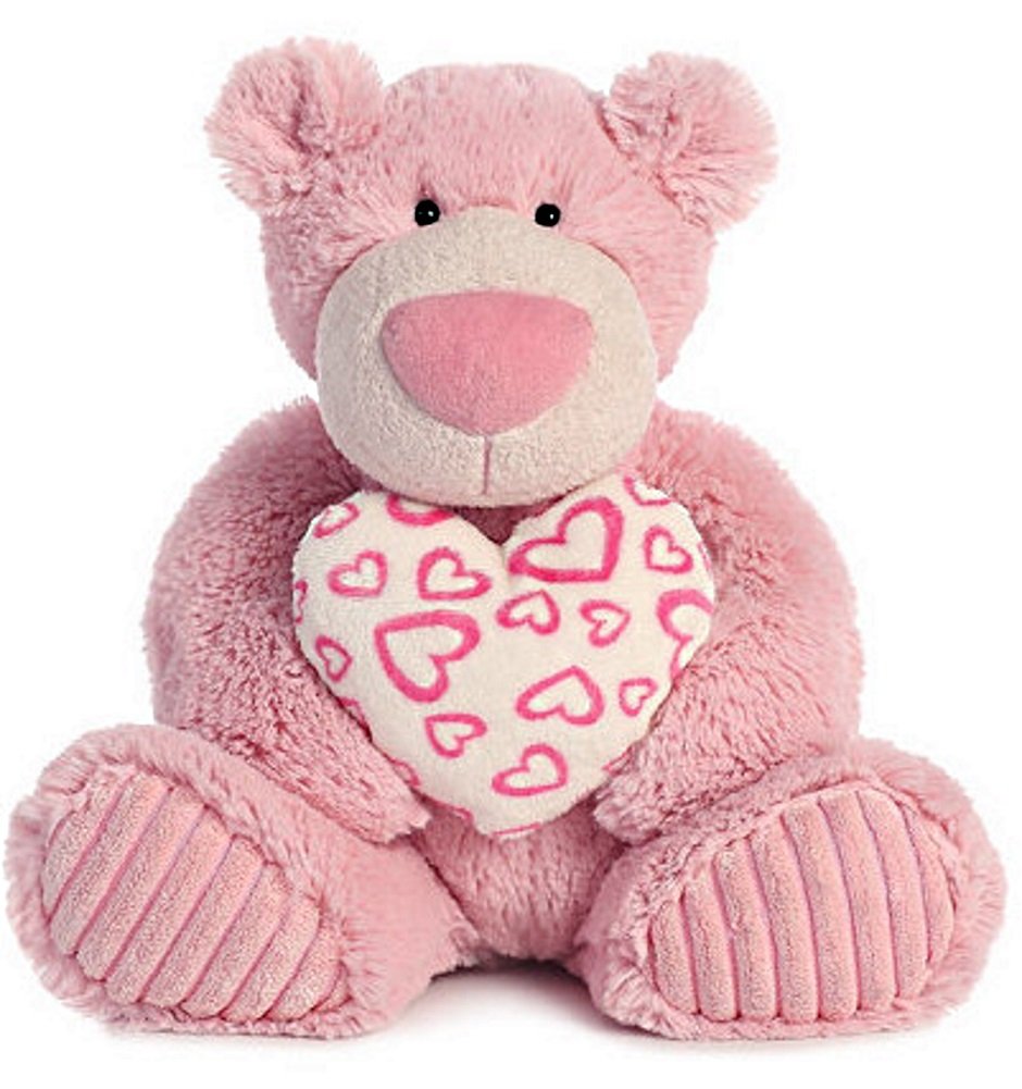 Strawberry Latte Teddy Bear With Stuffed Heart - Jumbo