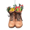 Filled Boots With Joy Ornament  - Brown