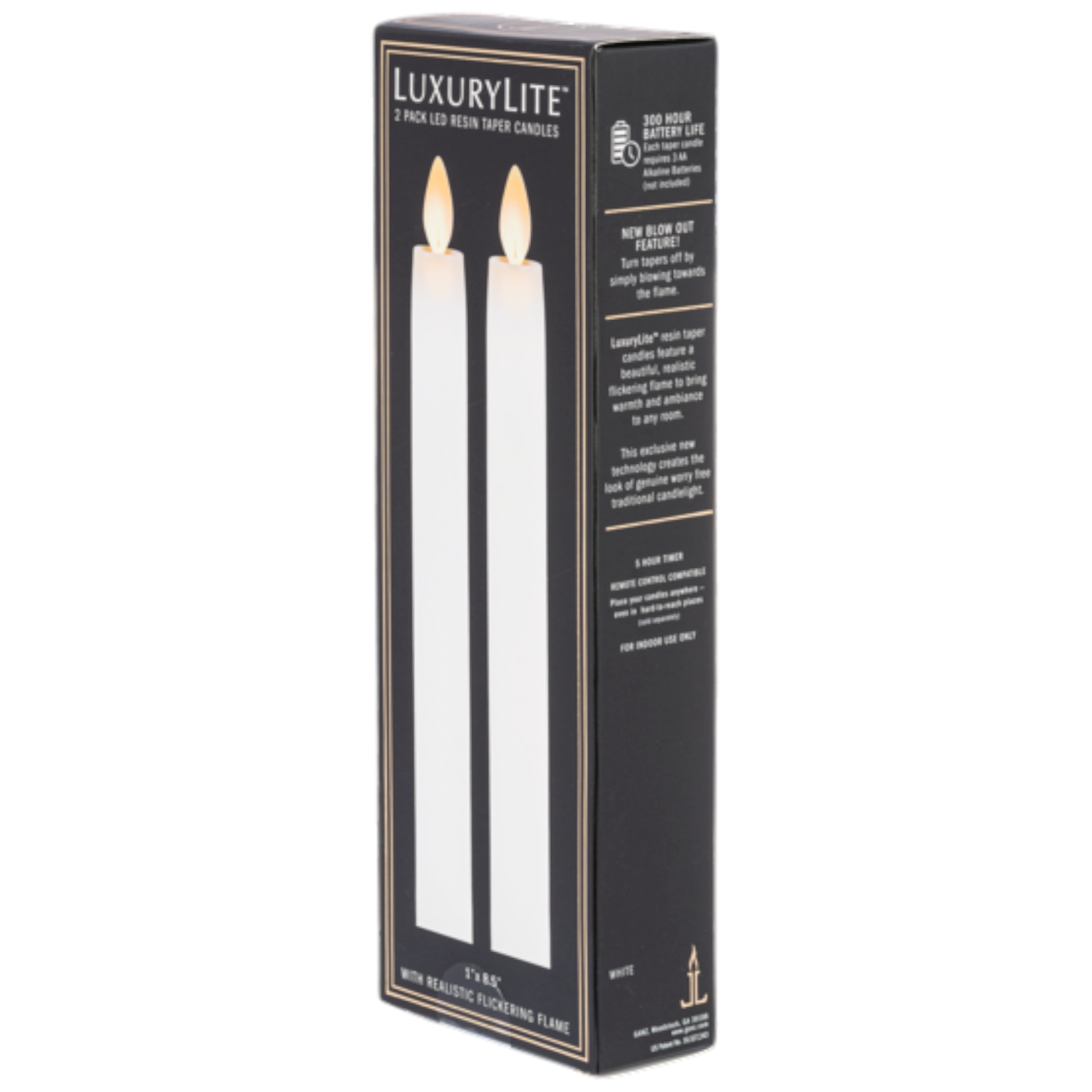 White LED Resin - 2 Piece Taper Candle Set
