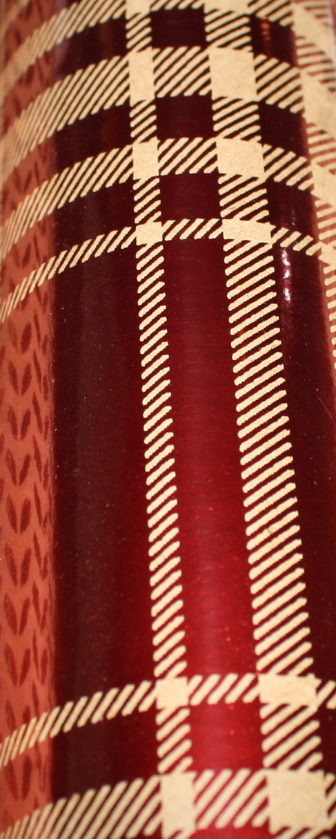 Foil Embossed Kraft Roll Wrap - 30" x 120" - Red Plaid