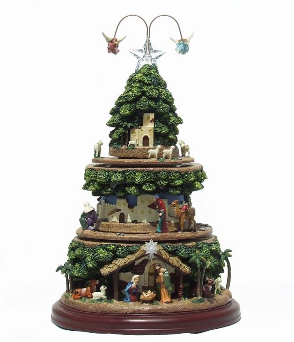 Musical 15 inch Led Nativity Tree Triple Rotation