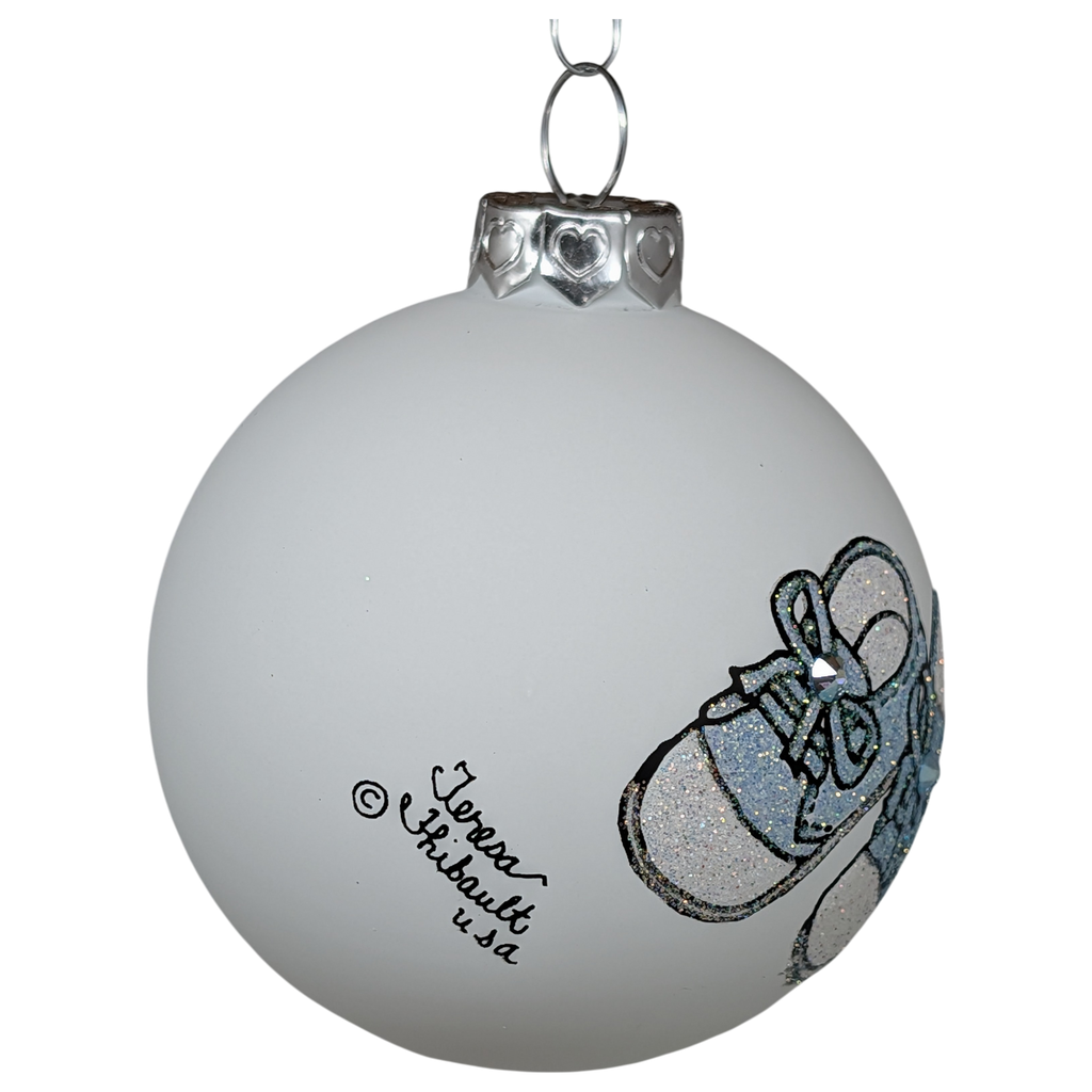 Baby's First Christmas Keepsake Glass Ornament - Blue Booties