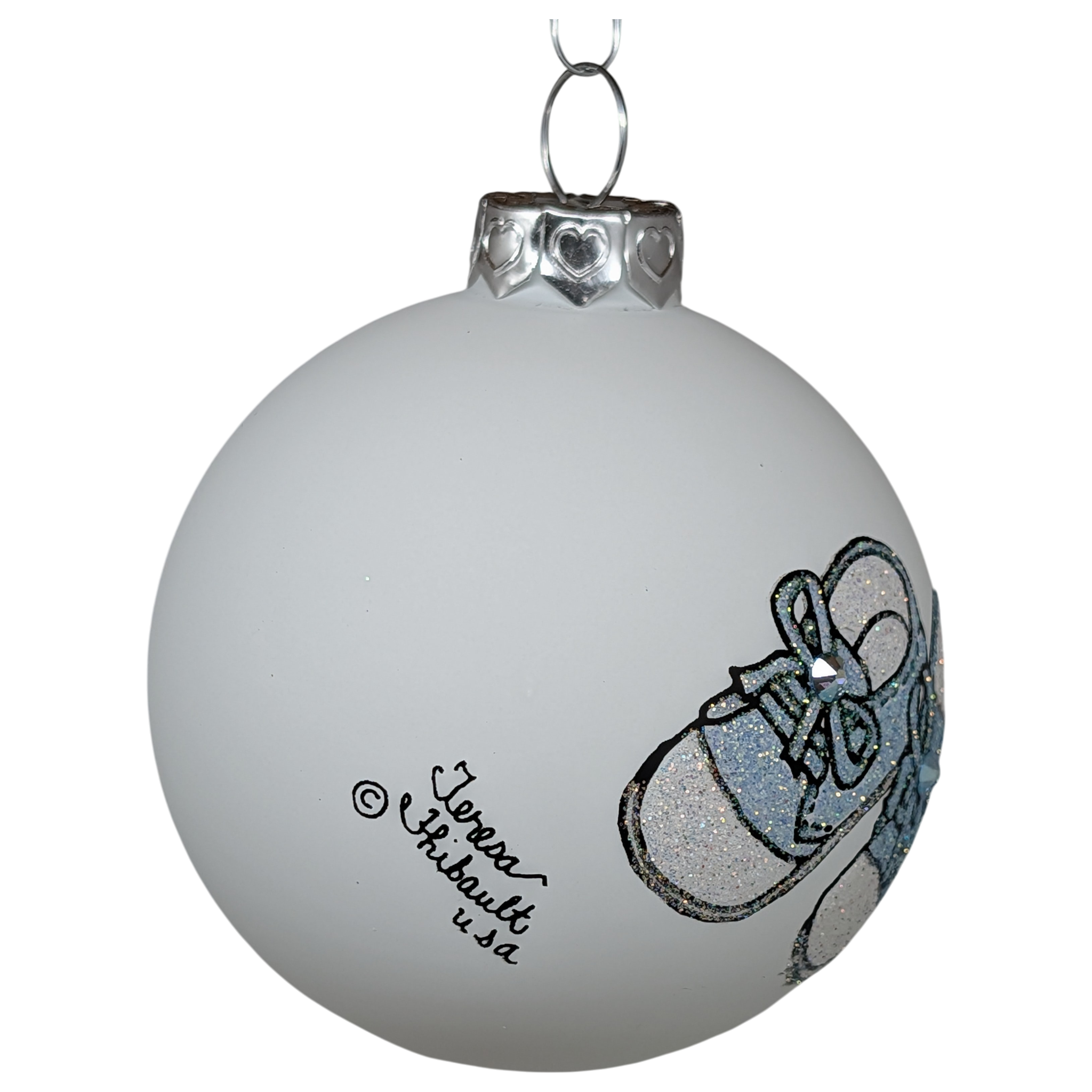 Baby's First Christmas Keepsake Glass Ornament - Blue Booties
