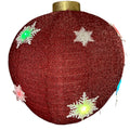 23.5"D B/O Lighted Collapsible Holiday Ball Ornament - Red