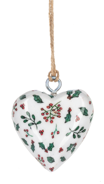 Mini Botanical Heart Ornament - White