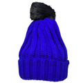 Knit Hat With Three Interchangeable Poms - Blue
