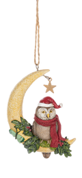 Crescent Moon With Owl Ornament