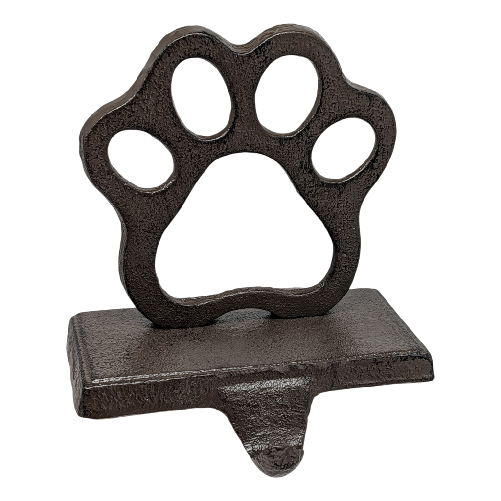 Cast Iron Paw Print Stocking Holder - Charcoal