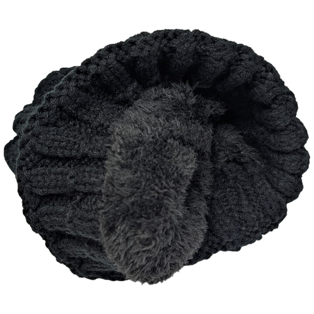 Knit Hat With Three Interchangeable Poms - Black