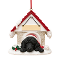 Ceramic Doghouse Ornament - Poodle - Black