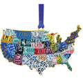 USA License Plate Map Ornament