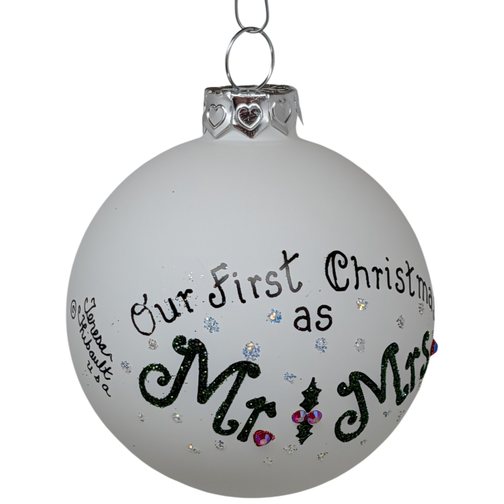 Christmas Keepsake Glass Ornament - First Christmas as Mr and Mrs