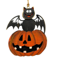 Batty and Jack-O'-Lantern Wooden Ornament