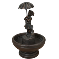 29-Inch Tall Girl Holding Umbrella Water Fountain