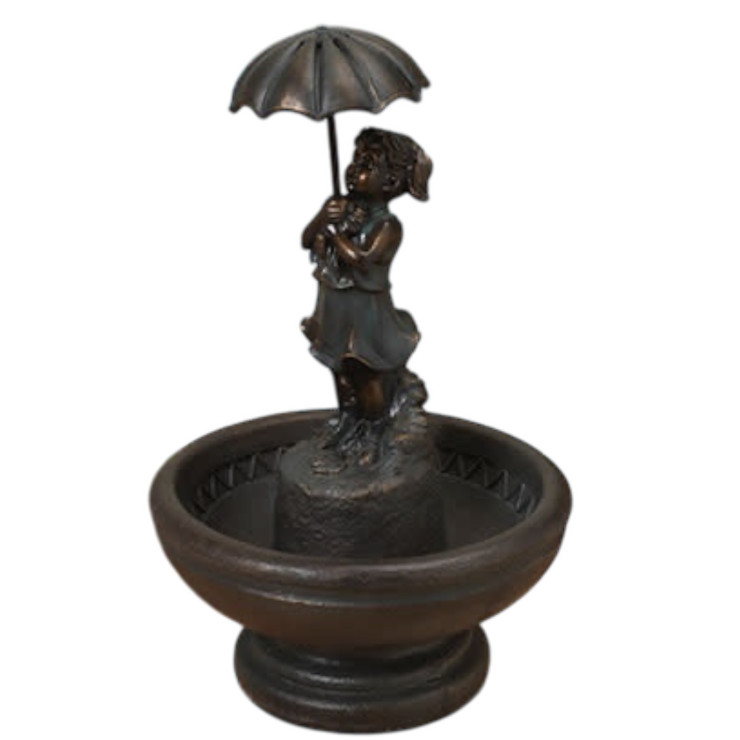 29-Inch Tall Girl Holding Umbrella Water Fountain