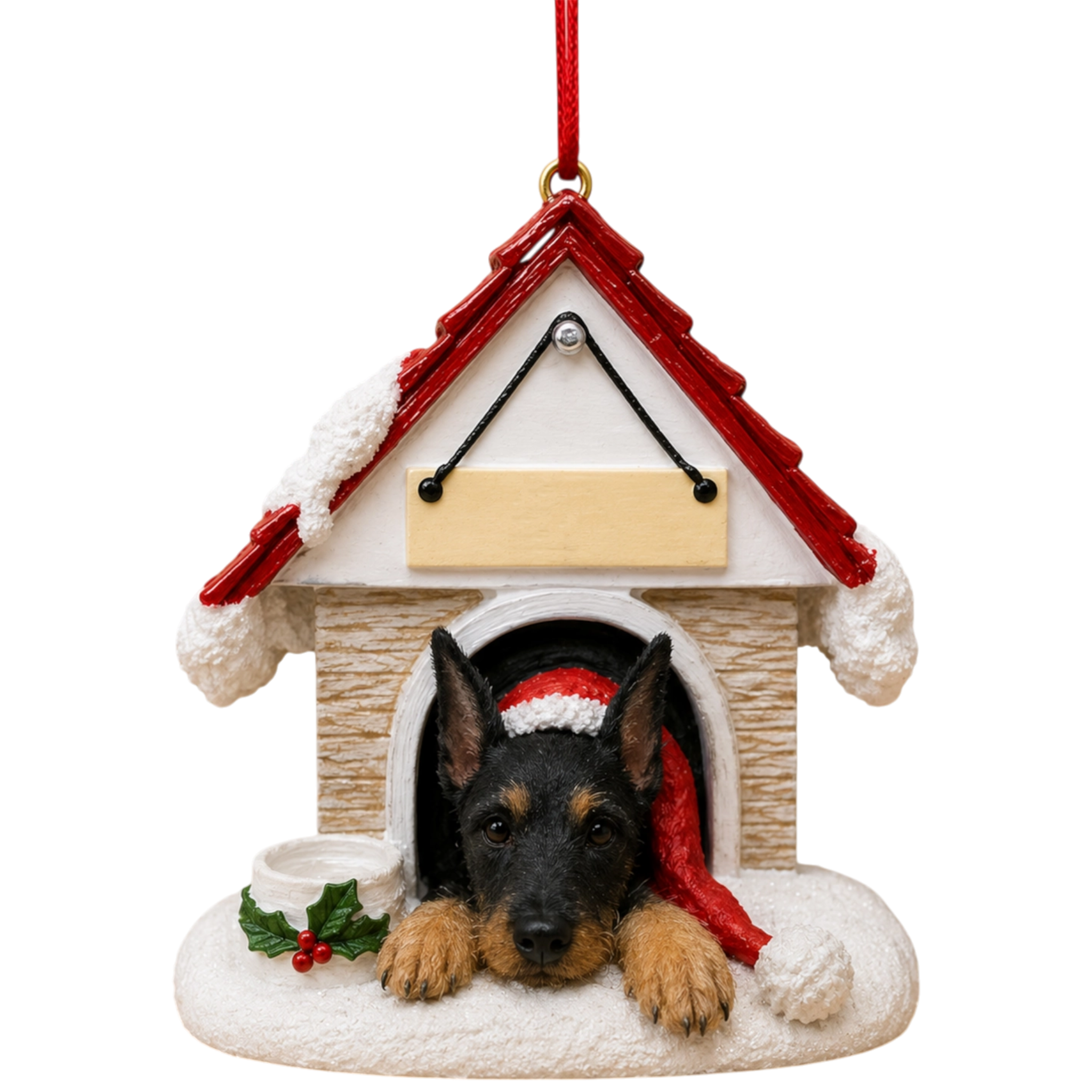 Ceramic Doghouse Ornament - Doberman