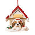 Ceramic Doghouse Ornament - Shih Tzu Tan