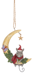 Crescent Moon With Mouse Ornament