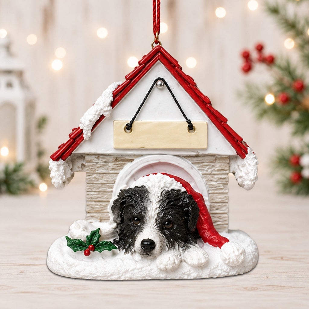 Ceramic Doghouse Ornament - Border Collie