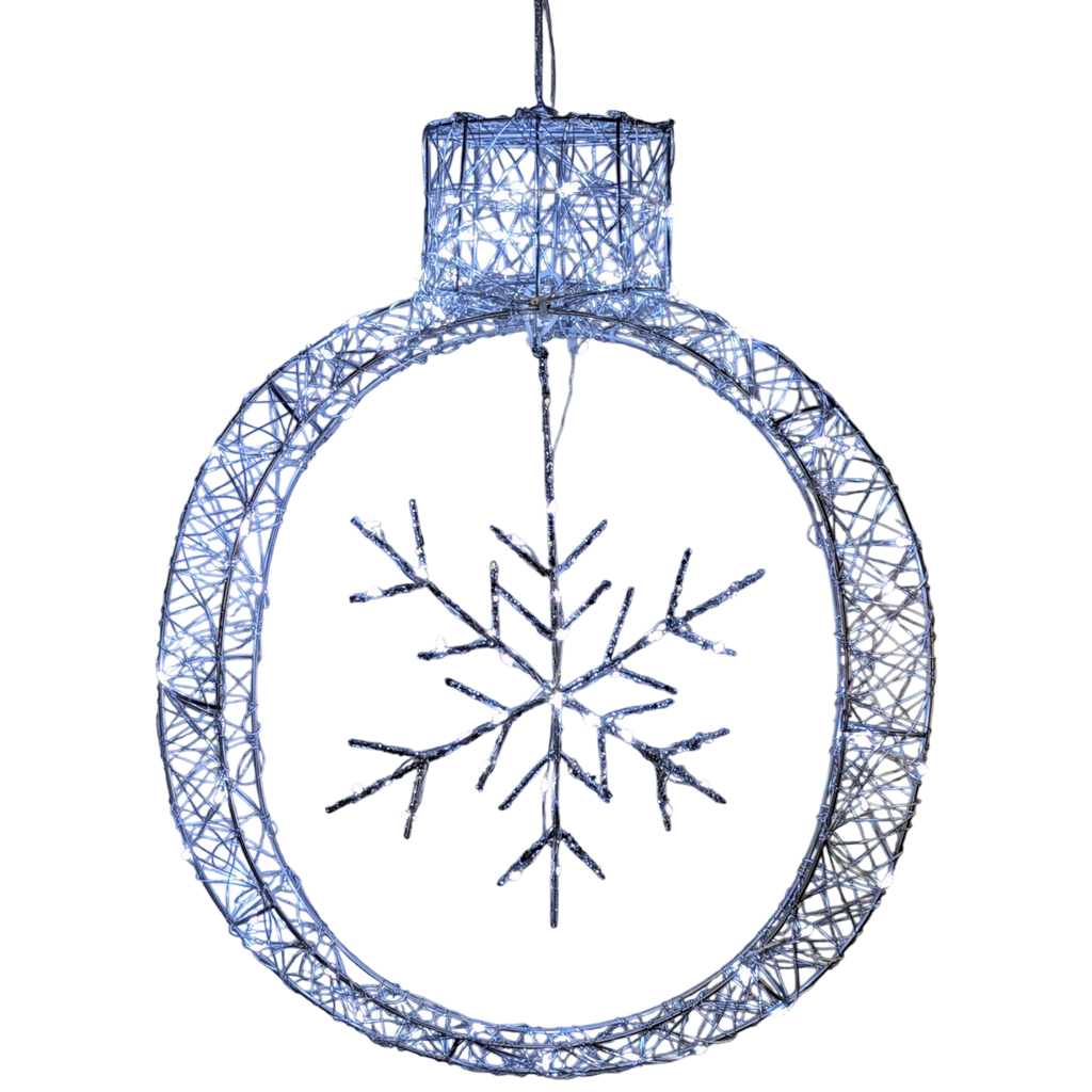 Frosted Elegance: A Silver Snowflake Ornament Aglow - 20 inch
