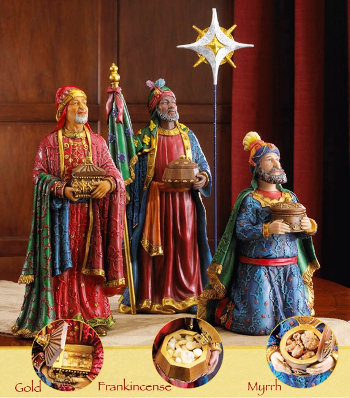 19 Piece - 7 Inch Real Life Nativity Set - Includes Chest Of Gold, Frankincense & Myrrh