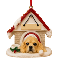 Ceramic Doghouse Ornament - Cocker Spaniel - Blonde