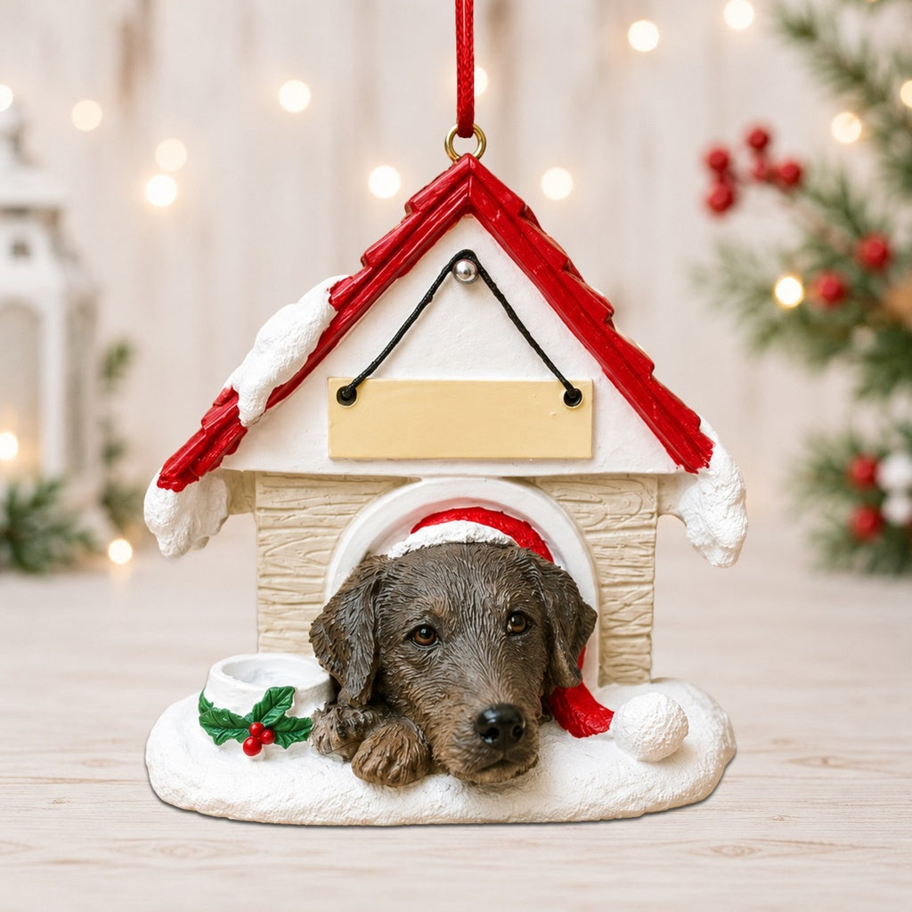 Ceramic Doghouse Ornament - Labrador - Chocolate