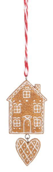 Gingerbread House Cookie Ornament - Heart Dangle