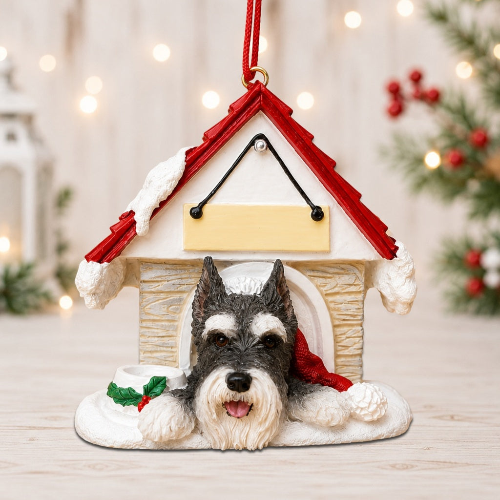 Ceramic Doghouse Ornament - Schnauzer