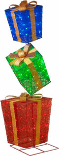 72-Inch High Lighted Stacked Glittering Gift Boxes