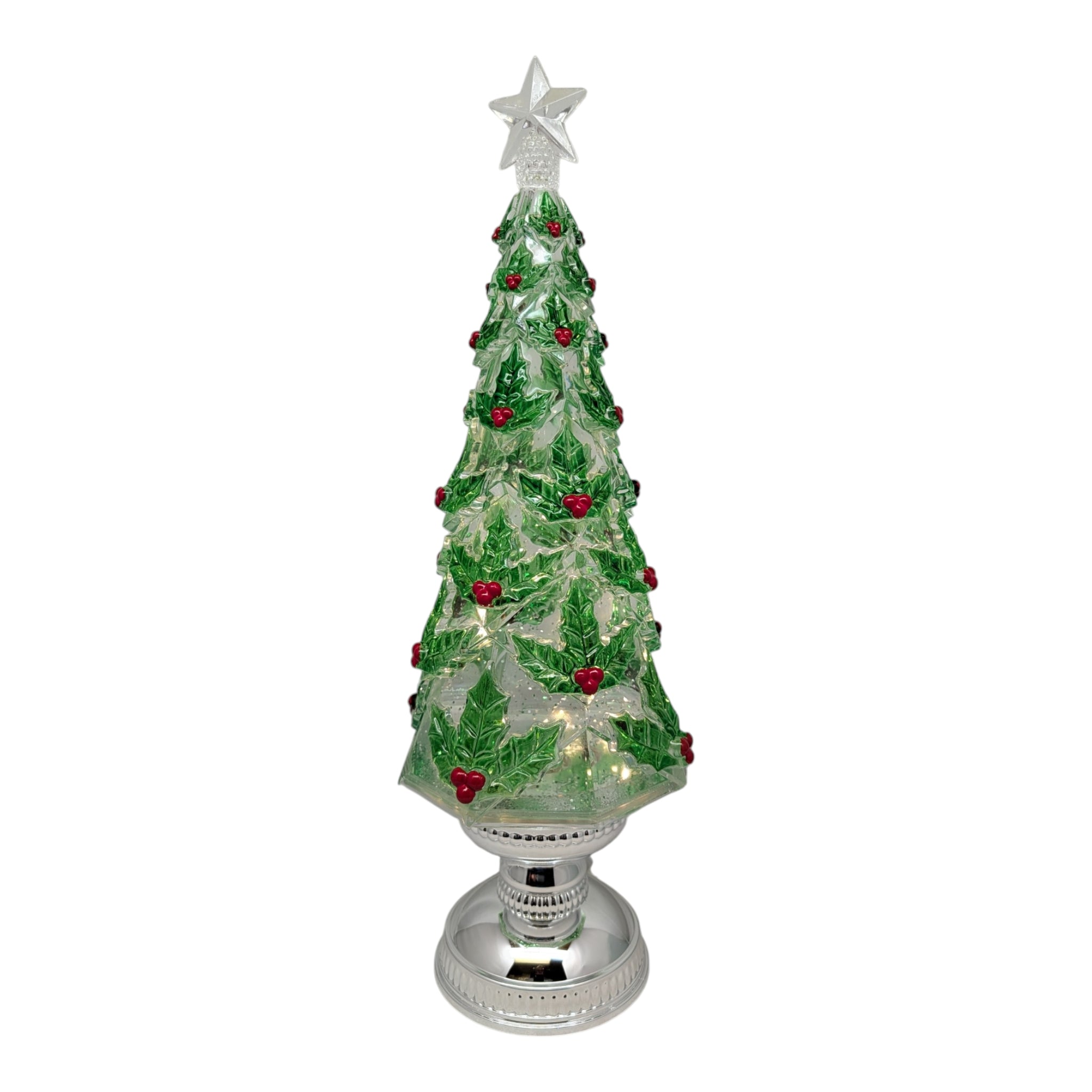 Lighted Spinning Waterglobe Christmas Tree - 16 Inch
