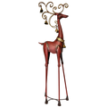 Hammered Red Metal Reindeer with Bells - Head Up