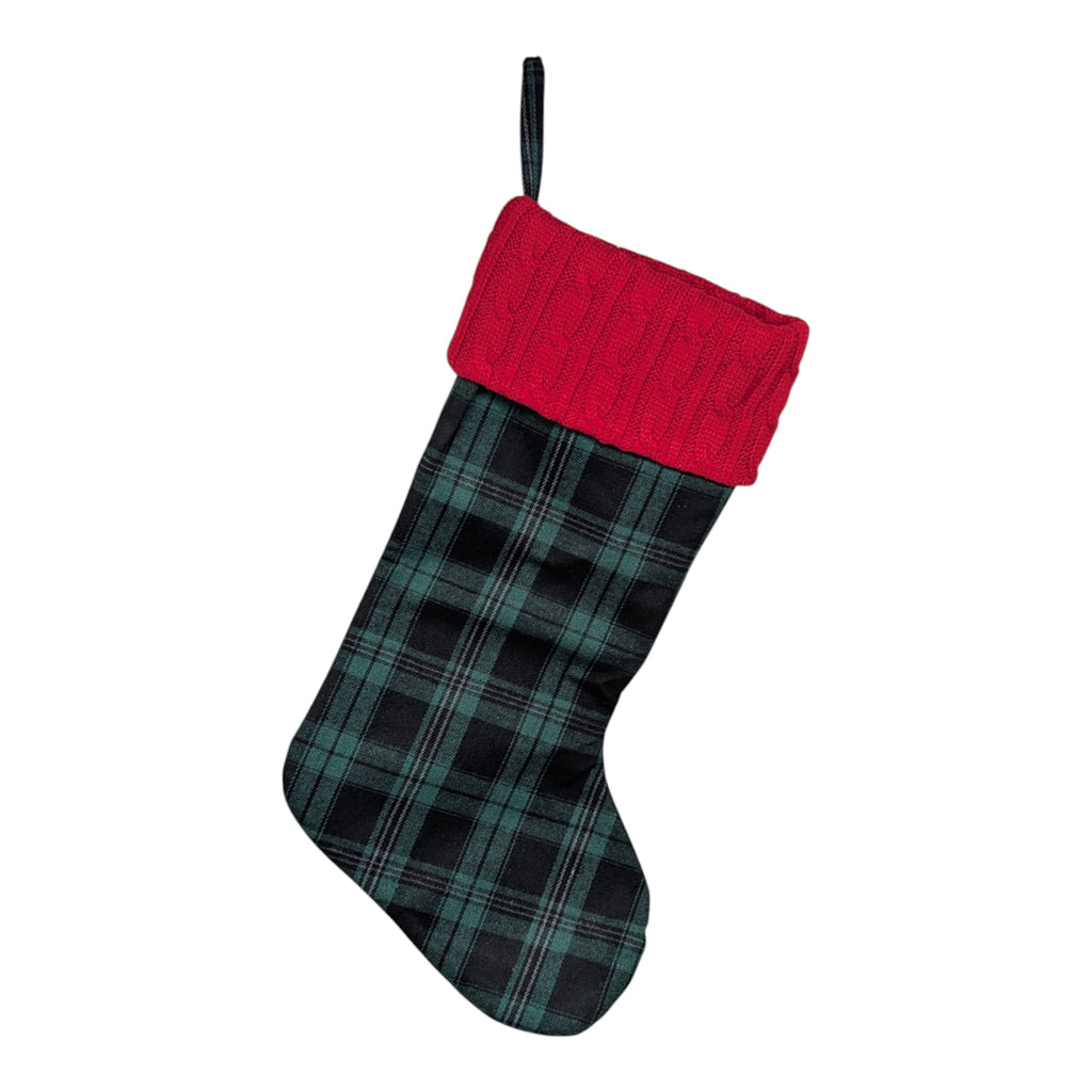 Hunter Green & Red Plaid Holiday Stocking