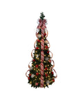 5 Foot Pre-Lit Red and White Collapsible Decorated Tree