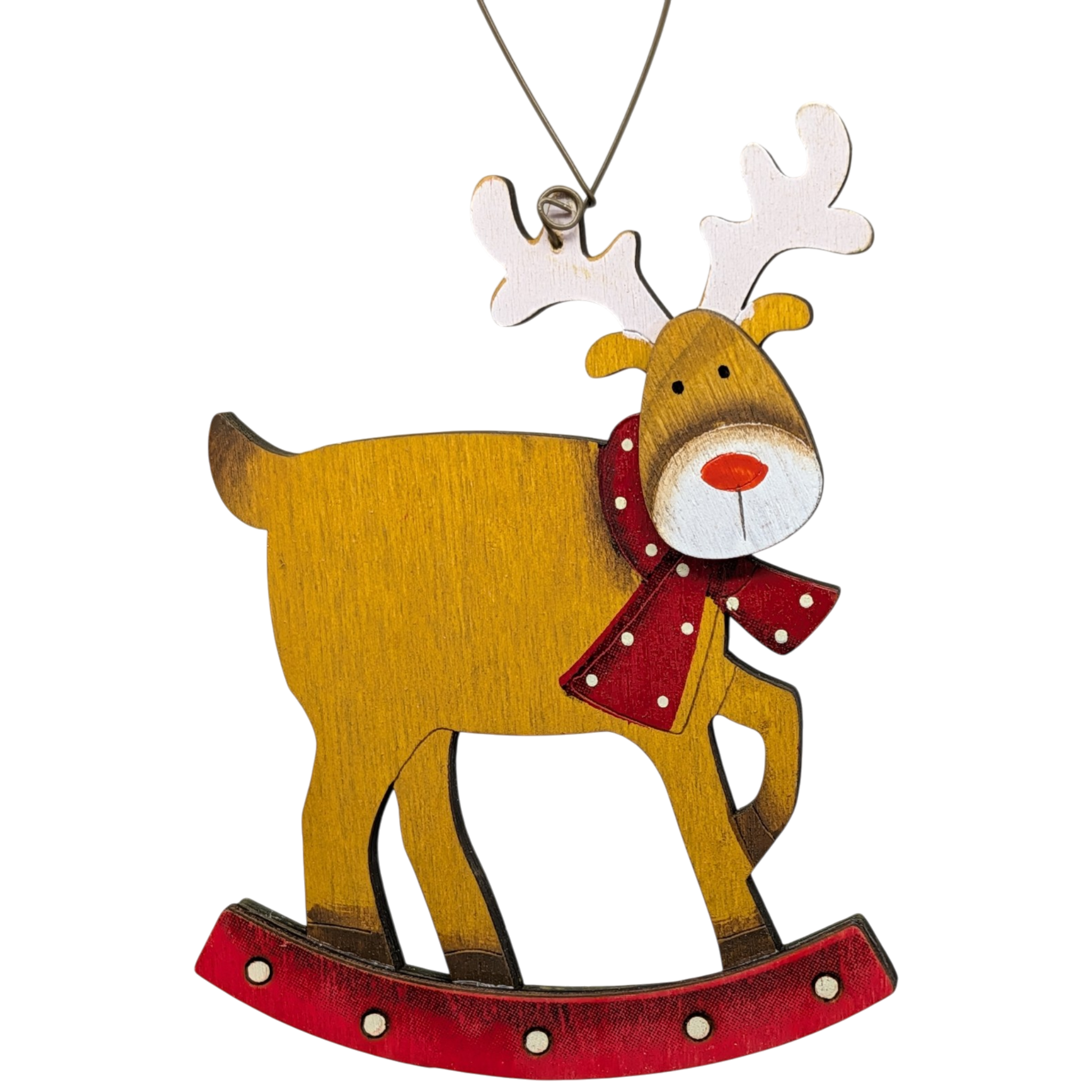 Rudolph's Rocking Steed: Hand-Painted Plywood Ornament