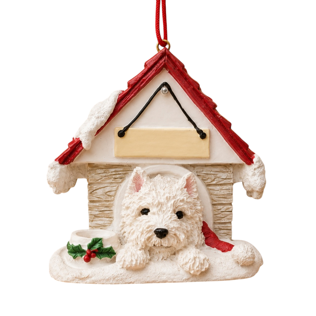 Ceramic Doghouse Ornament - Westie