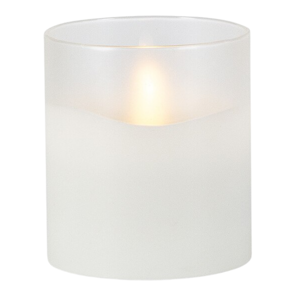Hand-Poured Wax LED Candle in Frosted Glass