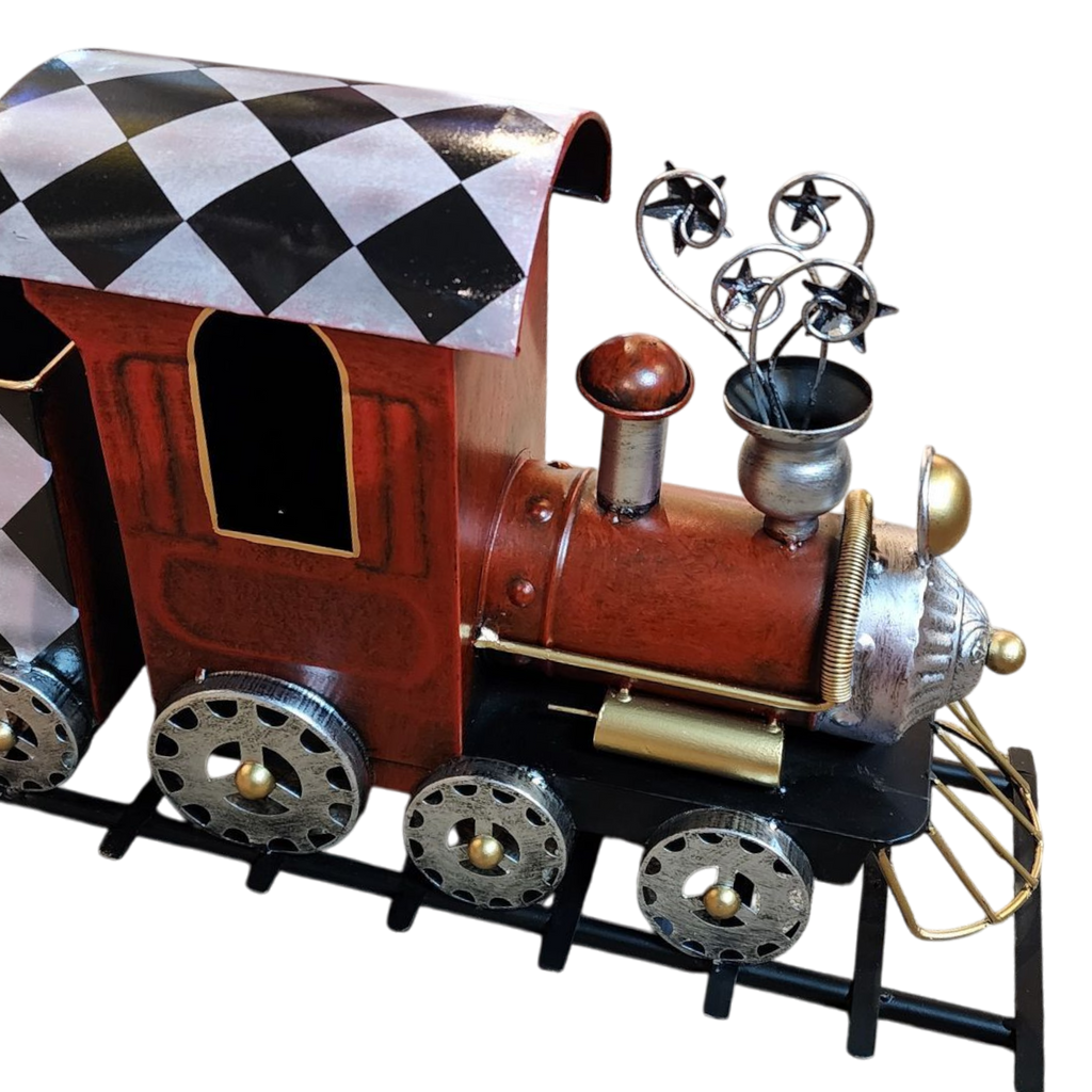 Metal Holiday Harlequin Train - 37 Inches Long